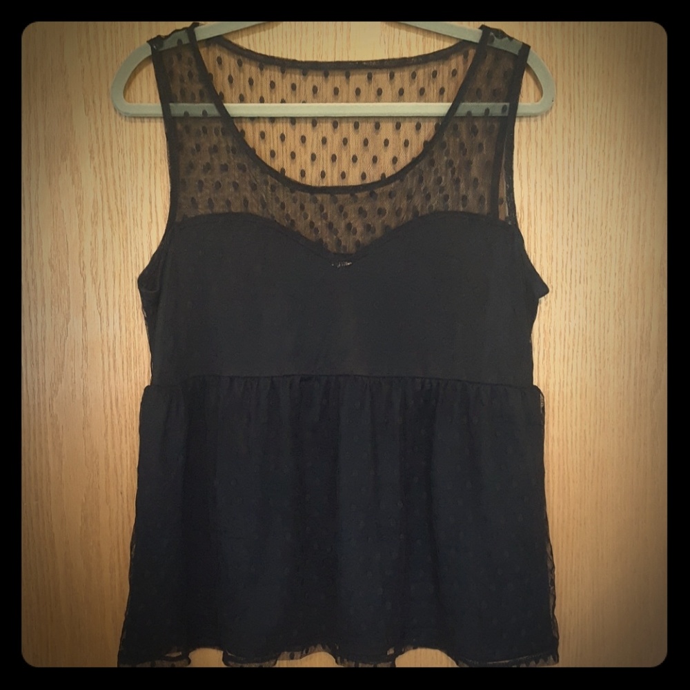 Torrid 0 babydoll polka dot lace sweetheart tank